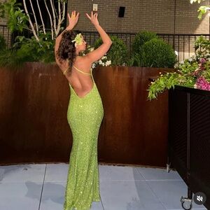 Green Rhinestone Dress